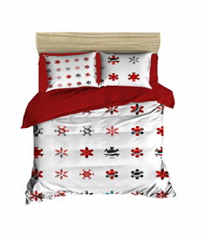 L'essentiel linge de maison Juego de Funda de Edredón Individual Rojo, Blanco y Verde